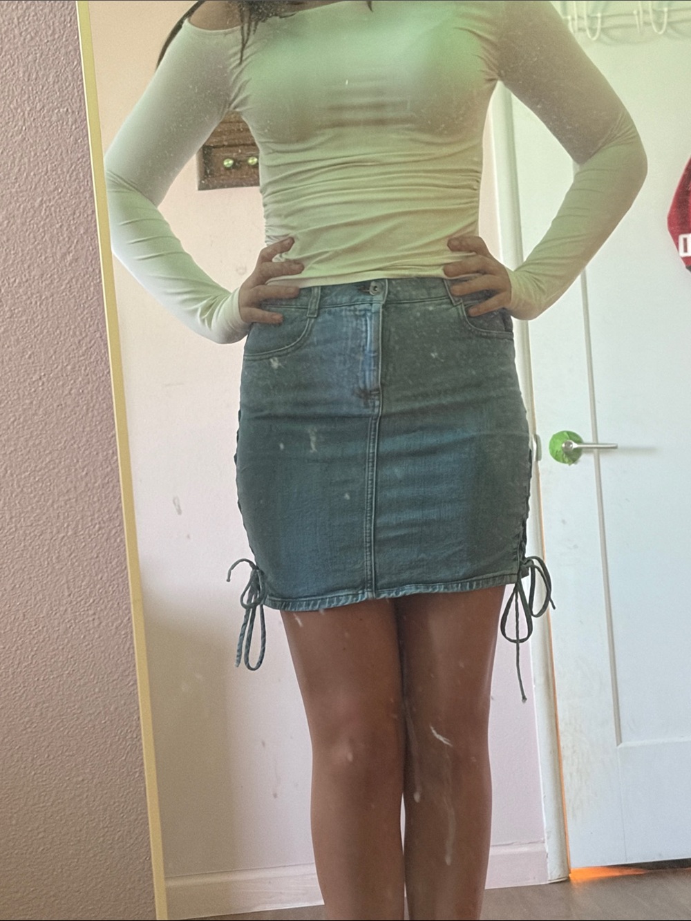 Stella McCartney Light Blue Denim Mini Skirt with Side Ties